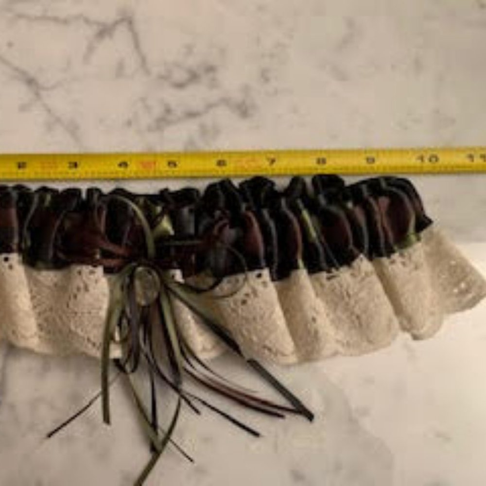 Camo & black ribbon, off white lace. New wedding guarder